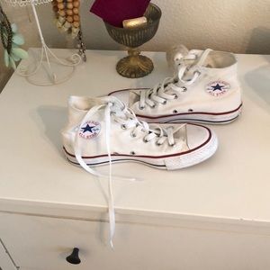 White Converse high top sneakers